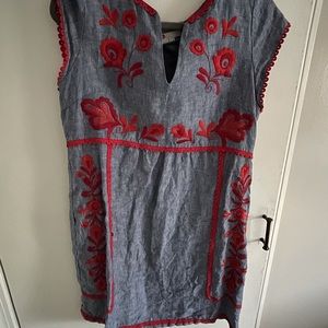 Boden Bea linen embroidered dress